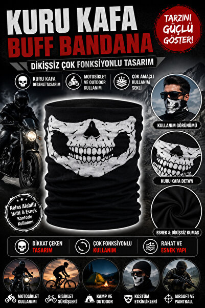 Tamsena Store Kuru Kafa Desenli Dikişsiz Buff Bandana Boyunluk Motosiklet Bis...