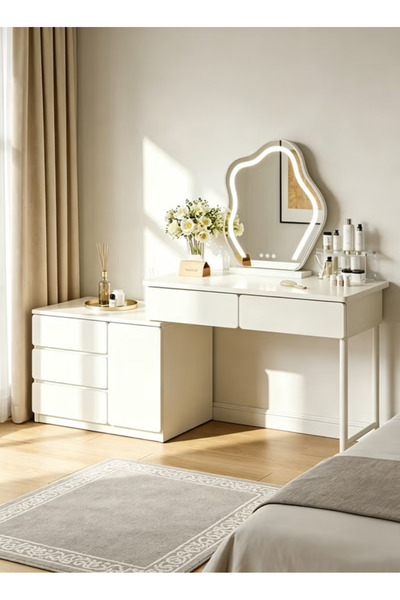 TAPIT Dressing Table Makeup Table with Drawers Vanity Desk with Mirror and le...