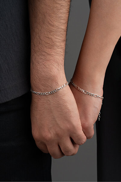 beonejewelry 925 Ayar Gümüş Kişiye Özel Figaro Zincirli Harfli Bileklik
