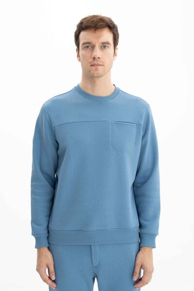 Arma Men's Blue Regular Fit Pocket Crew Neck Sweatshirt K 26124600601