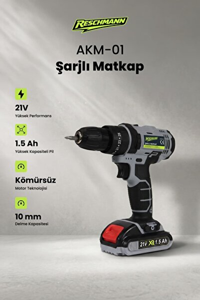 RESCHMANN RES-AKM-01 Profesyonel Şarjlı Matkap (21V - 1.5 Ah - Brushless)