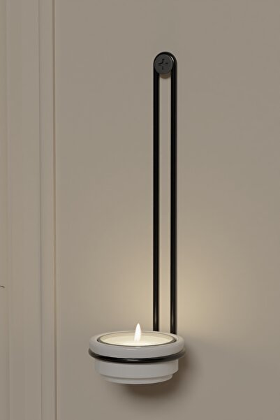 Dekula Seramik Tealight Şamdan Mumluk Metal Mum Şamdanlık Siyah Askılı Vidalı...