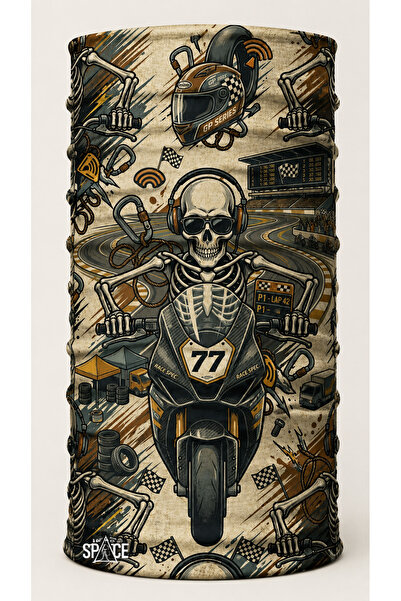 spacemoto Kuru Kafa Racing Motor Desenli Bandana Speed Rider Buff