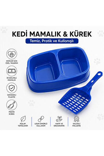 Kedi & Köpek Mamalık ve Suluk ( Mavi ) + Kürek