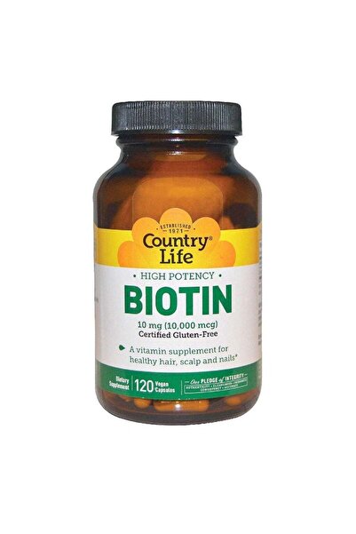 COUNTRY LIFE Biotin 10mg Gluten-Free Vegan Capsules For Hair, Scalp & Nails, ...