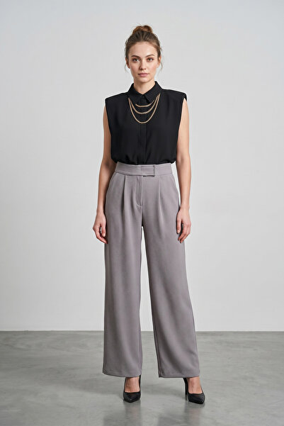Fulla Moda Velcro za struk Krep Tkanina Palazzo pantalone