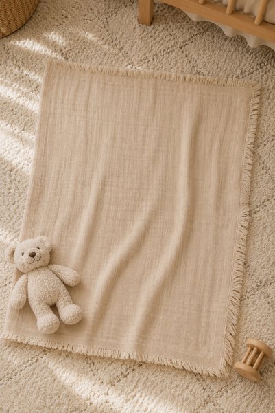 Baby Maa 100% Cotton Muslin Baby Blanket with Tassels Summer Baby Blanket 90X110 cm