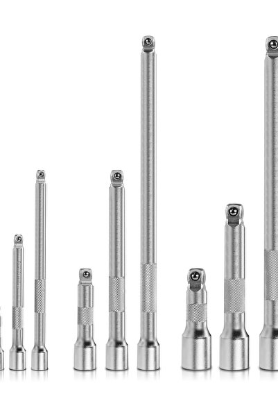 OEM Set elastic de 9 prelungitoare pentru chei tubulare argintii 1/4 3/8 1/2