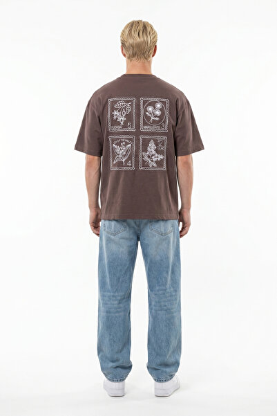 Respire Tricou supradimensionat brodat, maro