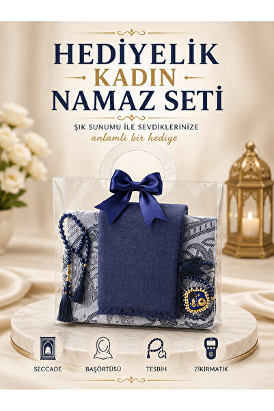 koku bahçesi Hediyelik Kadın Namaz Seti Seccade Tesbih Zikirmatik Başörtüsü Ç...
