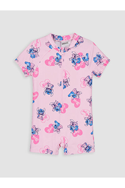 LC Waikiki LCW Kids Pembe Stitch Baskılı Kız Çocuk Mayo
