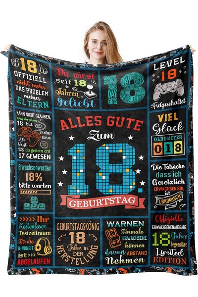 OEM Pătură pentru 18 ani Flanel moale 150x130 cm Cadou de ziua de naștere