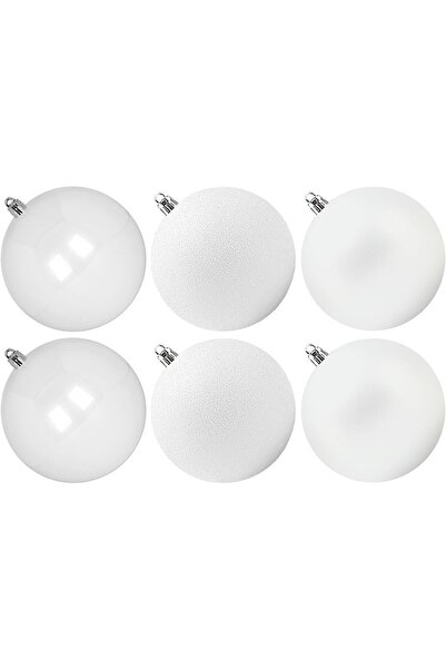 OEM Set de 12 Globuri Mari de Brad Rezistente la Condiții Meteo Alb 10 cm