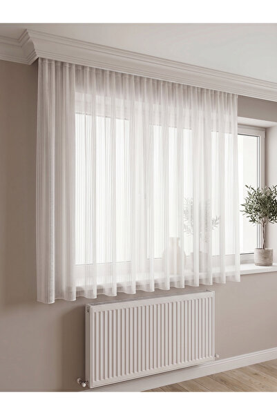 Evdepo Home Honeycomb Top Short Tulle Curtain - Armür Ecru 1 to 3 Dense Pleat...