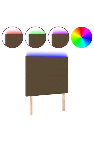 vidaxl Tăblie de pat cu LED, maro închis, 100x5x118/128 cm, textil