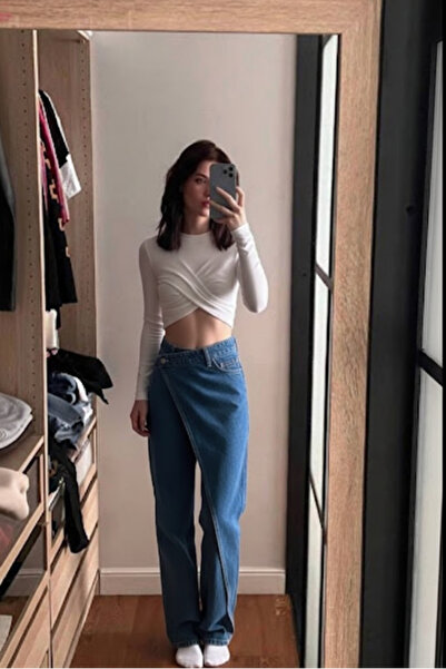 XRAY JEANS Women's Wide Leg Blue Skirted Jeans