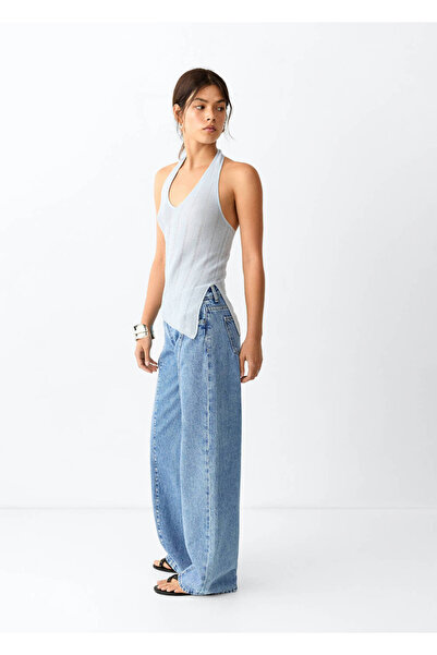 Mango Teen Düşük belli zımbalı jean pantolon