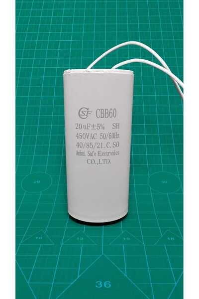 Anhui CBB60 20mF 400V ~ 450V Plastik 2 Kablolu Daimi Kondansatör 40x72mm