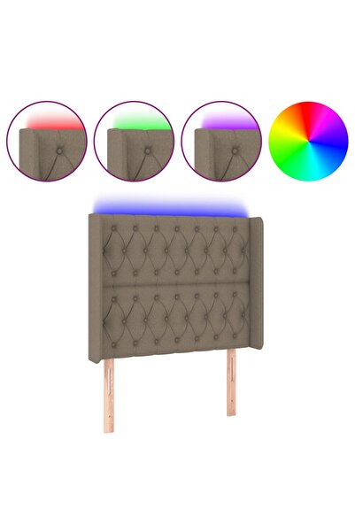 vidaxl Tăblie de pat cu LED, gri taupe, 93x16x118/128 cm, textil