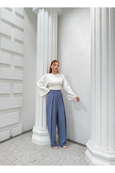 LİNALP Women's High Waist Relaxed Fit Palazzo Pants