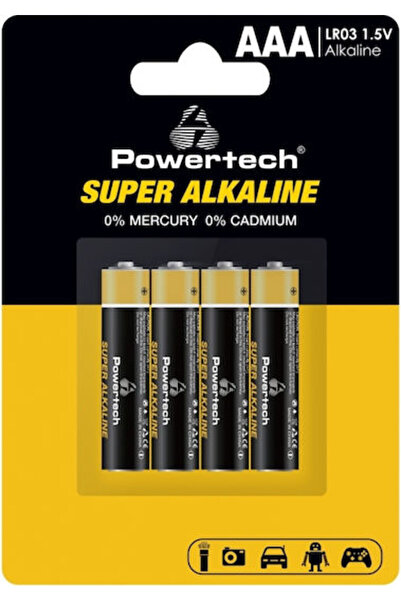 POWERTECH Σούπερ Αλκαλικές Μπαταρίες AAA 1.5V 4 τεμάχια Κωδικός: PT-1213
