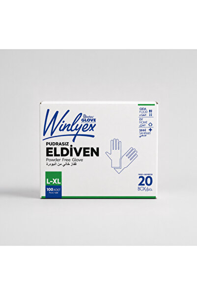 Reflex Winlyex Eldiven Tek Kullanımlık TPE Pudrasız Şeffaf Eldiven 100'lü Kutu x 20