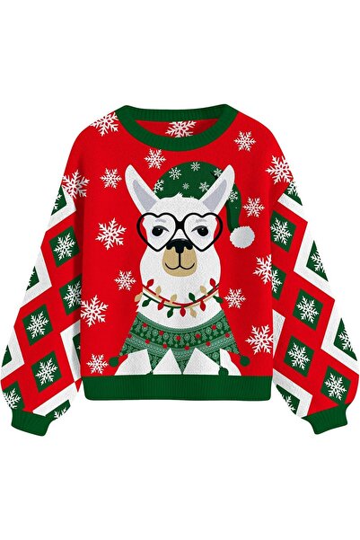OEM Pulover de damă de Crăciun lung cu mânecă lungă pentru Crăciun, cu alpaca...