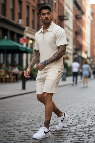 casualshoes Ανδρικό καλοκαιρινό σετ, πουκάμισο και σορτς, άνετο, με ωραία εφα...