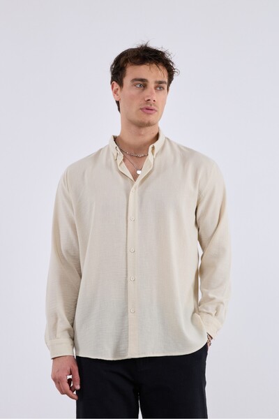 2512 Clothing Button Collar Linen Shirt