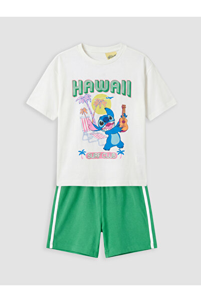 LC Waikiki Set de pantaloni scurți pentru fete cu imprimeu Stitch