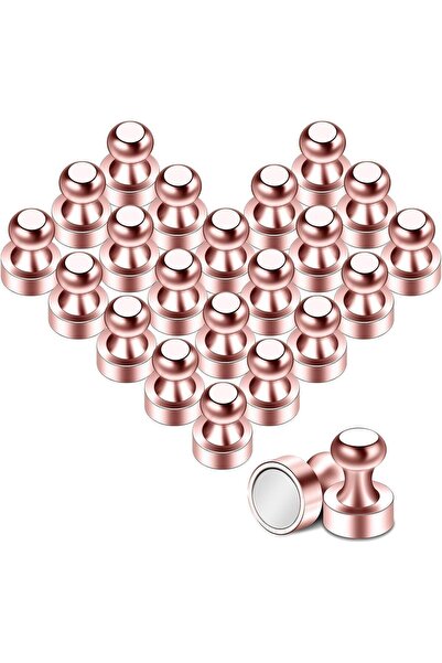 Arabest 22-Pack Strong Fridge Magnets, Rose Gold Magnetic Push Pins 12x16mm f...