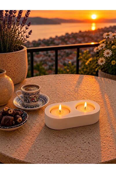 ACELEYOLLA 2'li Beton Tealight Mumluk – Dekoratif Mumluk