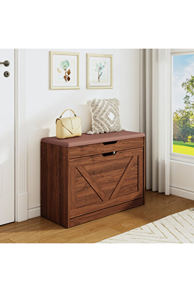 Enjoylifeme Shoe Storage Bench, 37.8" Wide Shoe Bench with Flip Drawer and Pa...