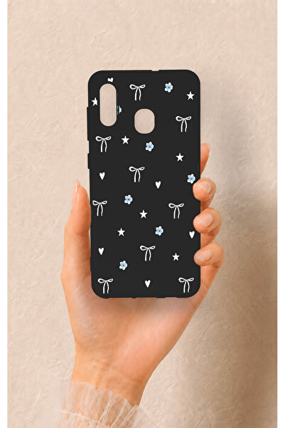 Vip Case Samsung A20-A30 Uyumlu Mini Fiyonk Siyah Desenli Silikon Kılıf