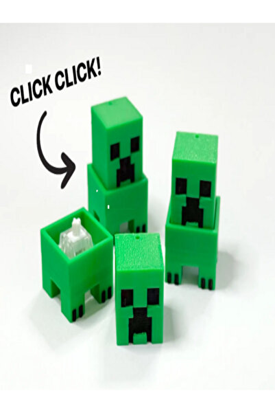 U3D Minecraft Creeper Clicker Anahtarlık - Klavye Sesli - Stres Azaltıcı - He...