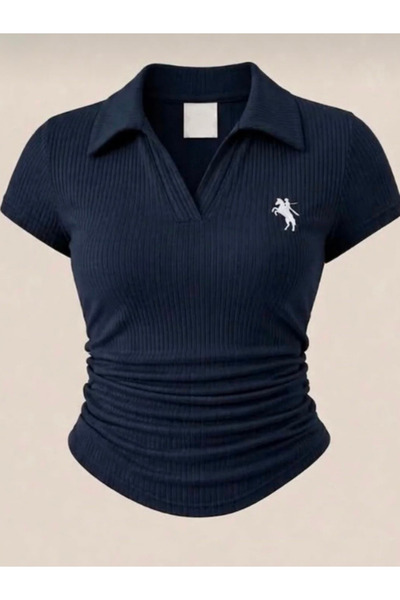 DREICH STREETWEAR ART 2 Li Polo Collar Embroidered Blouse