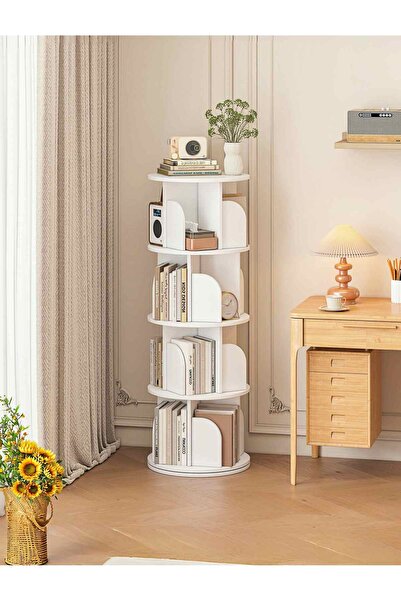 Venpara 360° Rotating 3‑Tier（4‑Tier） Bookshelf with Anti-Fall Protective Baff...