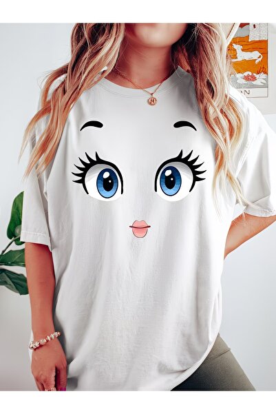WOODROFFE Women's Big-Eye Funny Printed Oversize T-Shirt Loose Fit