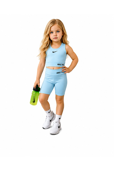 MOM Kız Çocuk Yazlık Crop Takım Şortlu Spor Kombin(Mayo olarakta kullanılabilir)