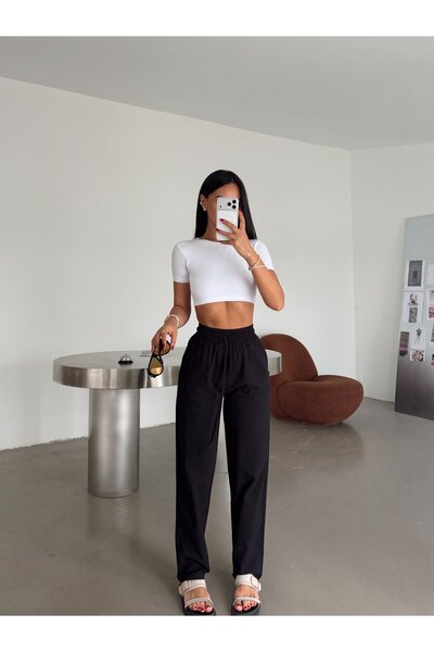 myd Thin Gabardine Fabric Trousers - Black