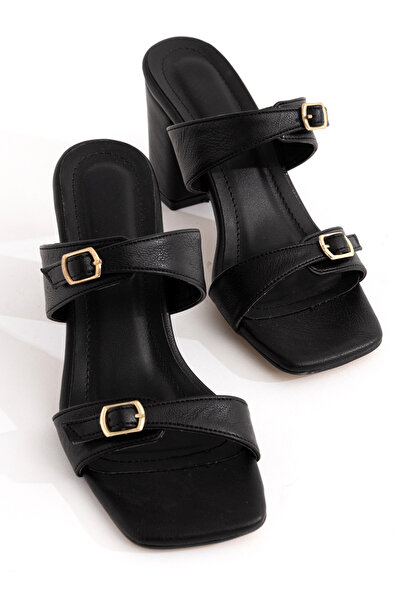 LEVONYA Arya Women's Black Double-Strapped Slippers