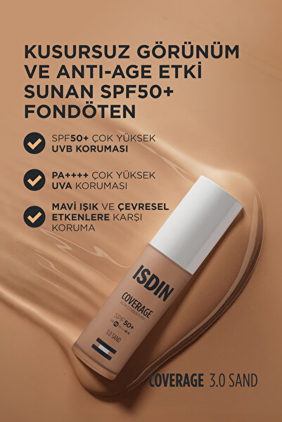 ISDIN Coverage SPF 50+ Yüksek Korumalı Yaşlanma Karşıtı Fondöten 30 gr Sand