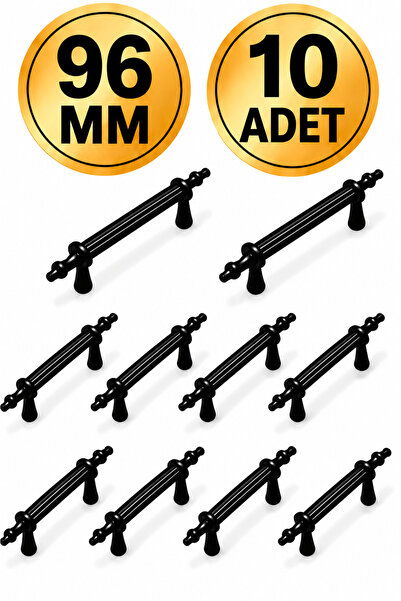 Regisan 96 MM SERT PLASTİK SİYAH BORU KULP DOLAP KULPU 10 ADET