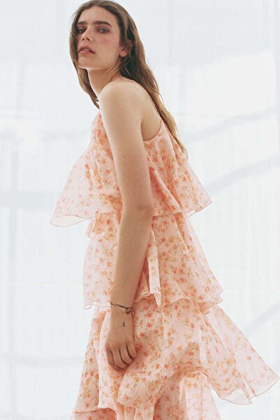 H&M Tiered one-shoulder linen-blend dress