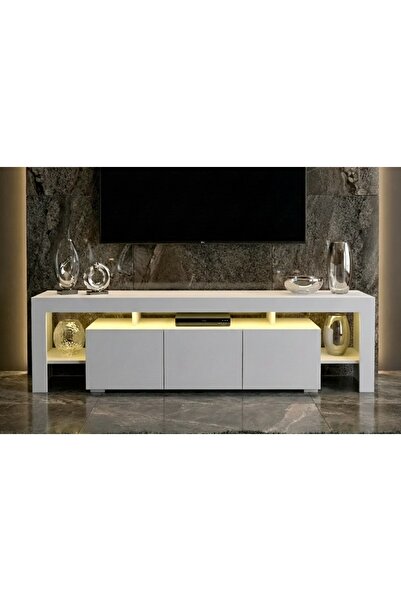 Vivense KALE LEDLİ TV ÜNİTESİ, BEYAZ, 200 CM