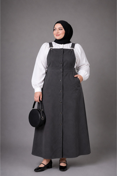 FREYA MODA Plus Size Hijab Buttoned Gilet