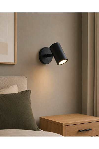avizade Focus Modern Black Metal Single Spot Sconce – Movable Head Cylinder W...
