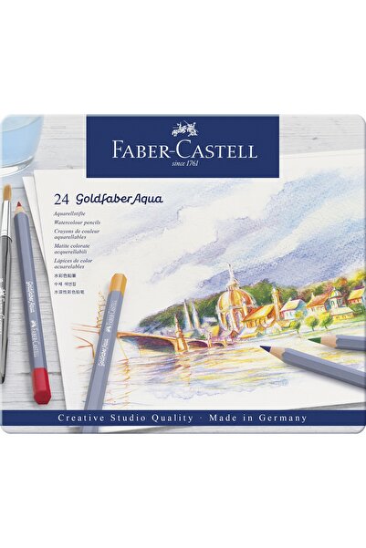 Faber Castell Creioane colorate acuarelabile 24 de culori GOLDFABER Cutie met...