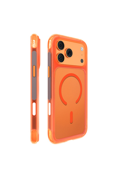 iPhone 17 Pro Uyumlu Kılıf M-safe Özellikli Airbag Tasarımlı Air Shield Serisi Kapak Turuncu