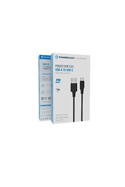 Powerology كابل Power Sync Flex USB-A إلى USB-C بطول 1.2 متر، يدعم الشحن السر...